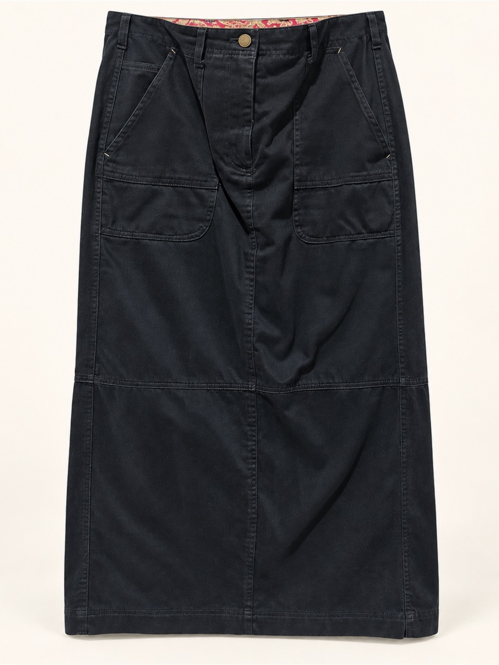 Lauren Ralph Lauren Black Cotton Utility Maxi Skirt Size 8 Vintage Inspired